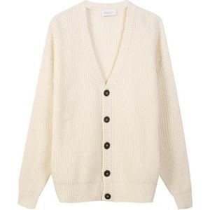 Diana Studio, Gebreid vest wit heren wol lange mouwen maat XL regular fit, wit/ecru, XL