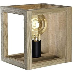 Homemania HOMBR_0255 wandlamp kubus Iii wandlamp, hout, metaal, zwart, 21,5 x 18 x 25 cm