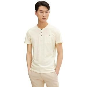 TOM TAILOR Uomini Henley T-shirt met borstzak 1032412, 28130 - Soft Buttercream, XXS