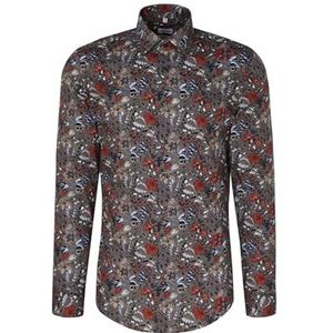 Seidensticker Zakelijk overhemd voor heren, shaped fit, gemakkelijk te strijken, kent-kraag, lange mouwen, 100% katoen, grijs, 42