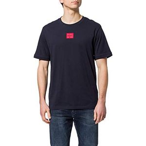 HUGO Heren Diragolino212 Regular Fit T-shirt van katoen met rood logo-label, donkerblauw, XXL