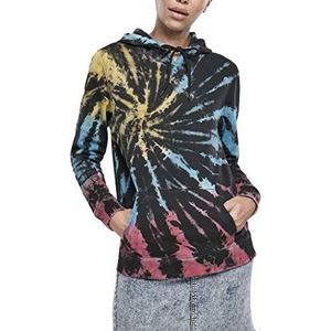 Urban Classics Damestrui met capuchon voor dames, tie-dye hoody, sweatshirt met capuchon, zwart, S