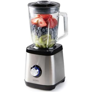 DOMO DO1133BL blender roestvrij staal - glazen kan - 1,5 l - 1000 W