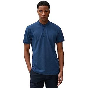 Koton Heren Mandarijn Kraag T-Shirt Slim Fit Knoop Korte Mouw, Indigo (In3), S