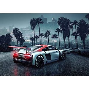 Papier fotobehang - Audi R8 L.A. - afmetingen 368 x 254 cm - auto, racewagen, behang, werkplaats