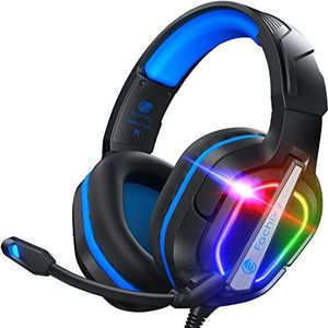 Fachixy FC200 Gaming Headset voor PS4, PS5, PC, Xbox, Nintendo Switch, koptelefoon met kabel en RGB licht, Stereo Surround koptelefoon met microfoon, Gamer koptelefoon - BLAUW