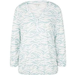 TOM TAILOR Dames T-shirt 1035459, 31282 - Blue Small Wavy Design, L