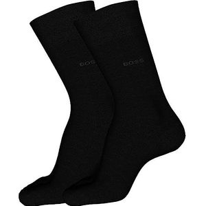 BOSS HUGO Men's 2-Pack solid mercerized cotton dress sock Sockshosiery, black, 7-13