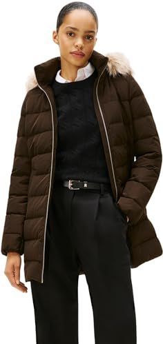 TOMMY HILFIGER - Wintermantel - Chocoladebruin - Gewatteerde Jas