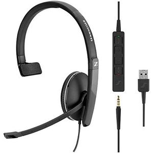 Sennheiser SC 135 USB (508316) - Bedraad Monauraal Headset voor Professionals met HD Stereo Geluid, Ruisonderdrukkende Microfoon en USB-Aansluiting - Zwart, Verstelbaar