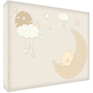 Feel Good Art BEARMOON-A7BLK-01ES herinneringsblok voor baby's, motief slaapbeer, 7,4 x 10,5 x 2 cm, beige