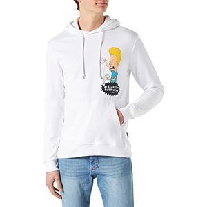 ONLY & SONS Men's ONSBEAVIS and Butthead REG Hoodie SWT capuchontrui, helder wit, S, wit (bright white), S
