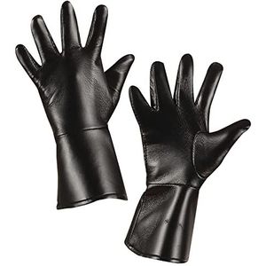 Widmann 8533B - leren handschoenen voor kinderen voor het verkleden van verschillende figuren, voor carnaval, themafeest of Halloween, zwart