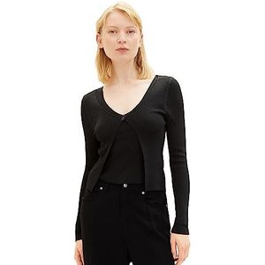 TOM TAILOR Denim 2-in-1 cardigan en top voor dames, 14482-deep black, L