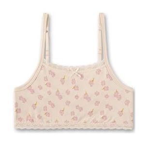 Sanetta Meisjesbustier Beige | Comfortabele en comfortabele bustier voor meisjes van katoen-modal mix. Ondergoed met verstelbare bandjes en bloemen-allover | Meisjes Bustier, beige, 176 cm