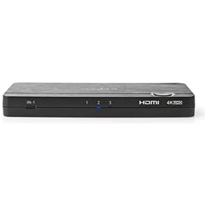 Nedis 2x HDMI/USB-A + 1x USB-C naar 1x HDMI/USB-A KVM switch - HDMI2.0 (4K 60Hz + HDR) / zwart