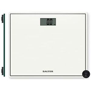 Salter 9207 WH3R Compact Glass Electronic Bathroom Scale, Easy-to-Read Display, Step On Activation, Toughened Safety Glass Platform Scales, Max. Weight 150 KG/330 lbs, White