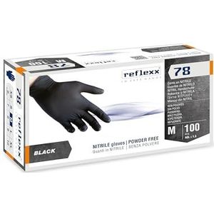 Reflexx 78/M – Powder Free black Nitrile Gloves g. 4.0 (M), size M