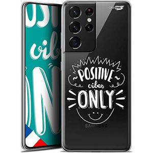 Caseink Beschermhoesje voor Samsung Galaxy S21 Ultra (6,8 inch), Gel, HD, bedrukt in Frankrijk – Samsung S21 Ultra – zacht – schokbestendig – alleen positieve vibes