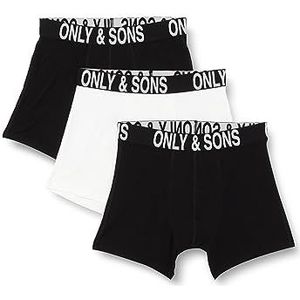 ONLY & SONS ONSFITZ WB Bold Trunk Boxershorts voor heren, verpakking van 3 stuks, XS, S, M, L, XL, XXL, Zwart 2 Zwart 1 Wit, XXL
