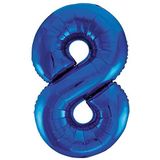 Unique Party 55748 Gigantische folieballon, 86 cm, blauw, cijfer 8