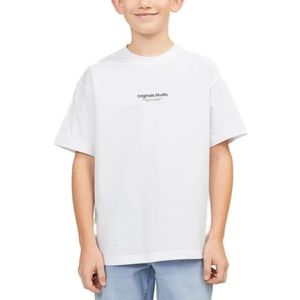 JACK & JONES Jorvesterbro Tee Ss Crew Neck Noos Jnr T-shirt voor jongens, Helder wit/pasvorm: los, 128