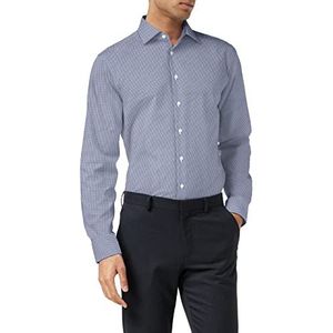 Seidensticker Heren business overhemd Shaped Fit - strijkvrij overhemd voor heren, blauw (middenblauw 16), 37 NL
