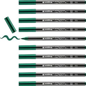 edding 4200 porseleinstift - groen - 10 pennen - penseelpunt 1-4 mm - viltstift voor het schilderen en decoreren van keramiek, porselein - vaatwasmachinebestendig, lichtechte inkt, sneldrogend