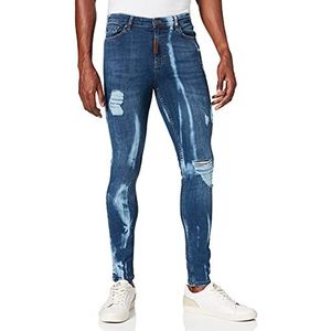 Gianni Kavanagh Medium Blue Core Slim Fit Jeans met Distressed Effect Heren, medium blauw, S