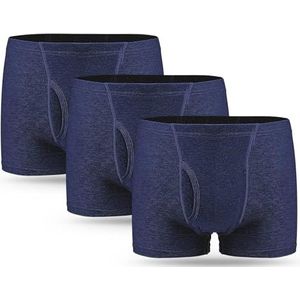 3-delige set heren incontinentiebroeken Katoenen wasbare, herbruikbare en lekbestendige incontinentiebroeken voor heren met absorberend kussen 300 ML urinevolume blauw maat S