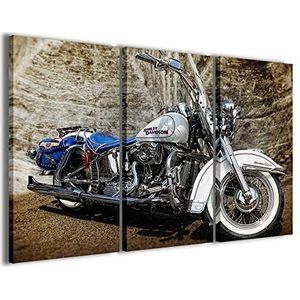 Kunstdruk op canvas, Harley Davidson VIII, moderne afbeeldingen uit 3 panelen, kant-en-klaar ingekaderd op canvas, klaar om op te hangen, 120 x 90 cm