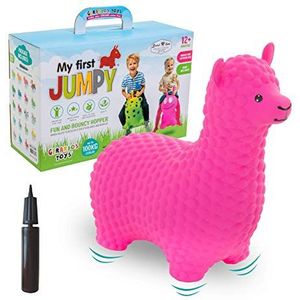 GERARDO'S Toys Springdier, alpaca, roze, springdieren vanaf 1 jaar en vanaf 2 jaar, opblaasbaar speelgoed, voor buiten of binnen, voor peuters vanaf 12 maanden