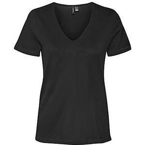 VERO MODA Dames VMPAULA S/S V-hals NOOS T-shirt, Zwart, XL, zwart, XL