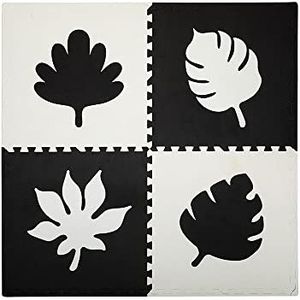MoMi Schuimrubberen puzzel FELI van EVA-schuim, 4 delen van elk 60 x 60 x 1 cm, ideaal als kruipmat (120 x 120 cm), speelonderlegger of puzzelspel, zwart