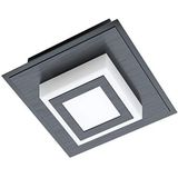 EGLO Led-plafondlamp Masiano 1, 1 lichtpunt, moderne plafondlamp van aluminium, staal en kunststof in zwart, gesatineerd, woonkamerlamp, warmwit