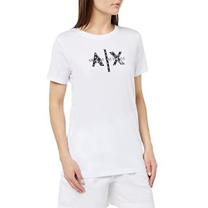 Armani Exchange Dames Regular Fit, Sequinned Logo T-Shirt, Wit, Medium, wit, M