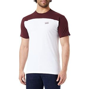 Vans Script Crew Block Ss T-shirt voor heren, Witte poort Royale, XS