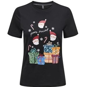 Onlxmas Life Yrsa Christmas S/S Top JRS, zwart, M