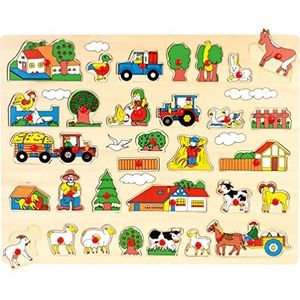 Bino Vormenpuzzel Platteland Junior 30 Cm Hout 32-delig