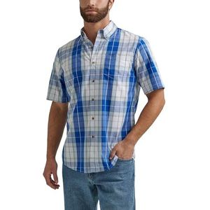 Wrangler Authentics Men s Big & Tall Short Sleeve Plaid Woven Shirt, Bright White, 3XL