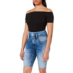 Herrlicher Dames Pitch Hi Bike Shorts Hergebruikt Denim, Retro Blauw 004, 48