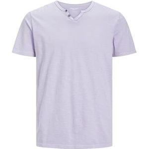 Mann JACK & JONES Eenvoudig T-shirt V-hals Korte mouw Katoen Shirt met Knoppen JJESPLIT, Colour:Pink, Size:XS