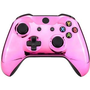 eXtremeRate Chroom Roze Edition Voorkant Behuizing Shell voor Xbox One Wireless Controller Model 1708, Vervangende Aangepast Voorplaat Cover voor Xbox One S & Xbox One X Controller - Controller NIET Inbegrepen