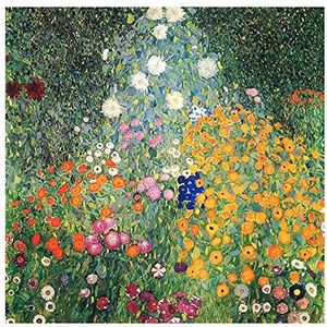 Canvas schilderij - Foto op canvas - Flowers Garden - Gustav Klimt cm. 60x60 - Wanddecoratie