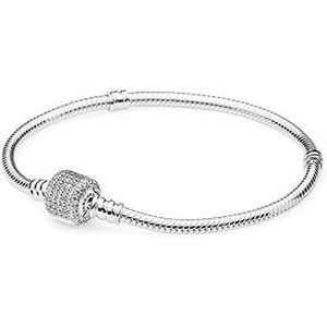 PANDORA Moments Schlangen-Gliederarmband mit Funkelndem Pavé-Verschluss Silber 18 cm