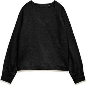 Vero Moda - VMAQUARIUS LS V-NECK RAGLAN PULLOVER BF - Gebreide Trui - Zwart