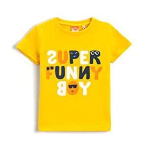Koton Bedrukt T-shirt met korte mouwen van katoen, uniseks, baby, geel (170), 18-24 meses