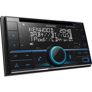 Kenwood Kristallijn digitale radio DPX-7300DAB, bluetooth-technologie voor handsfree en muziek, smartphone als afstandsbediening, voor Amazon Alexa, zwart met veelkleurig display