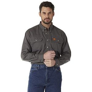 Wrangler Riggs Workwear Men's FR Flame Resistant Long Sleeve Two Pocket Work Shirt, Slate Grey, Large