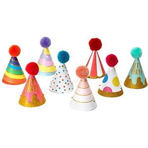 Legami - Set van 8 partyhoedjes met pompon en glitterdetails, eenheidsmaat, Ø 4,2 cm